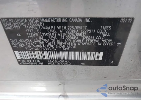 2012 Toyota Rav4 из США, поврежденный, VIN 2T3BF4DV3CW195984